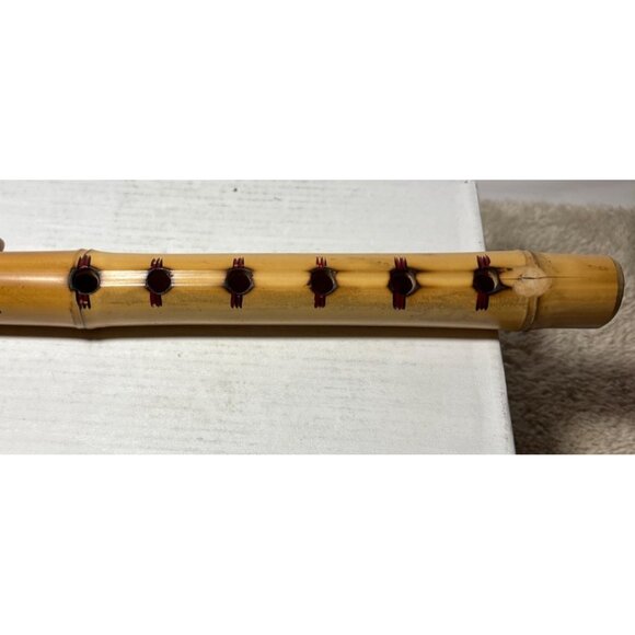 Bamboo Flute With Toucan Design & Six Finger Holes 13.5" Handcrafted - Picture 7 of 10